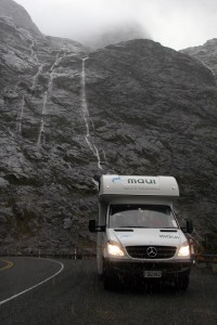 Strömender Regen auf dem Weg zum Milford Sound