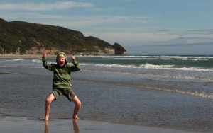 Benno am Meer bei Farewell Spit